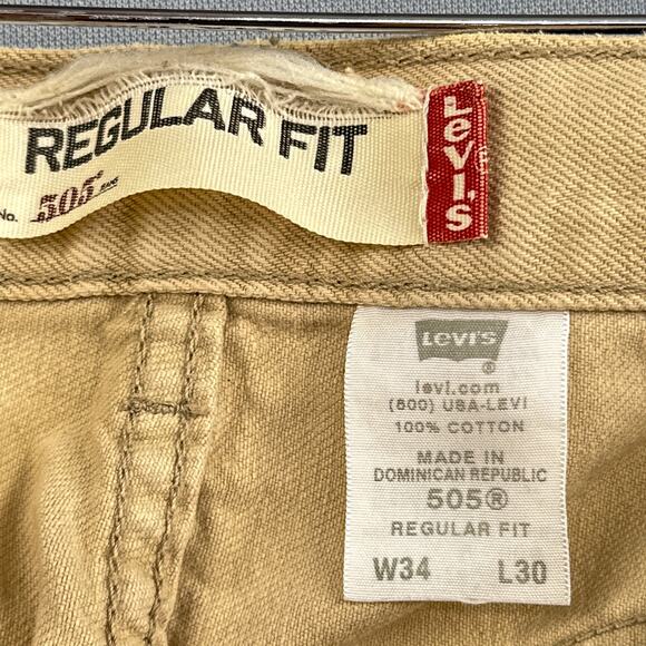 Levi's 505 Jeans Mens 34x26 Regular Fit Straight Tan Brown Red Tab Retro 90s Y2K - Picture 5 of 16